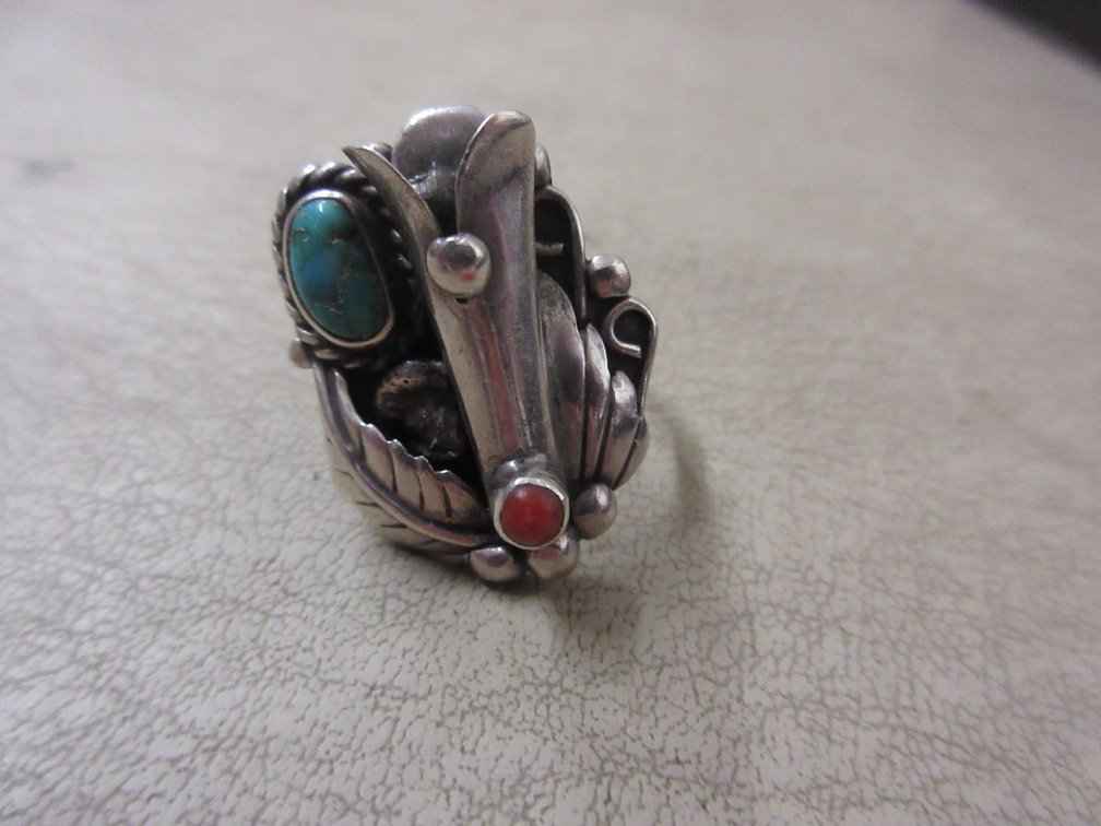 Signed "NEF" SW turquoise ring