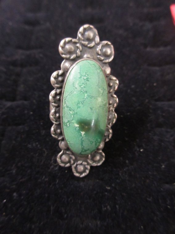 Sterling silver green turquoise ring