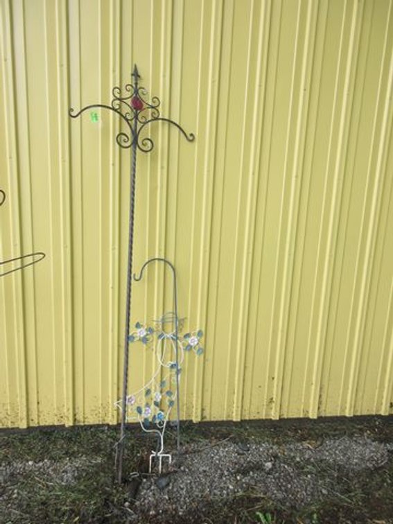 (2) Shepherd hooks and metal angel