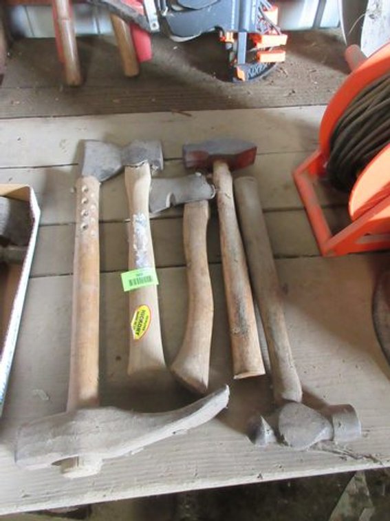 Group of hammers and hatchets