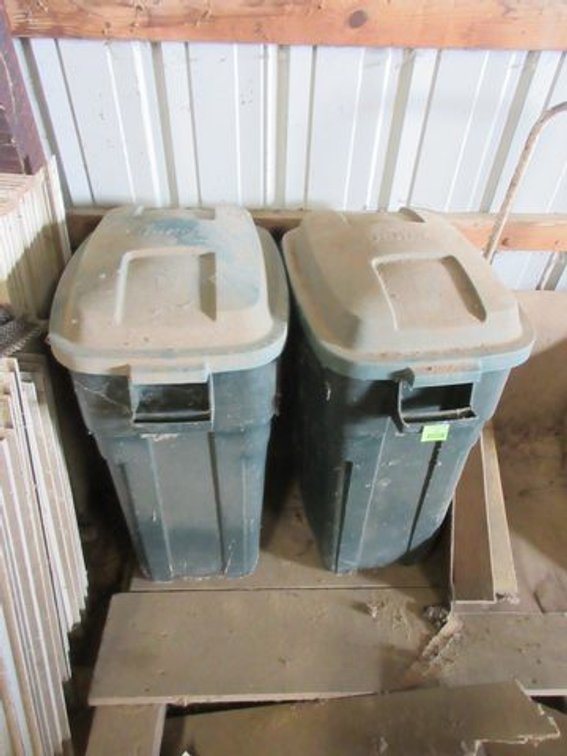(2) Rubbermaid plastic garbage cans