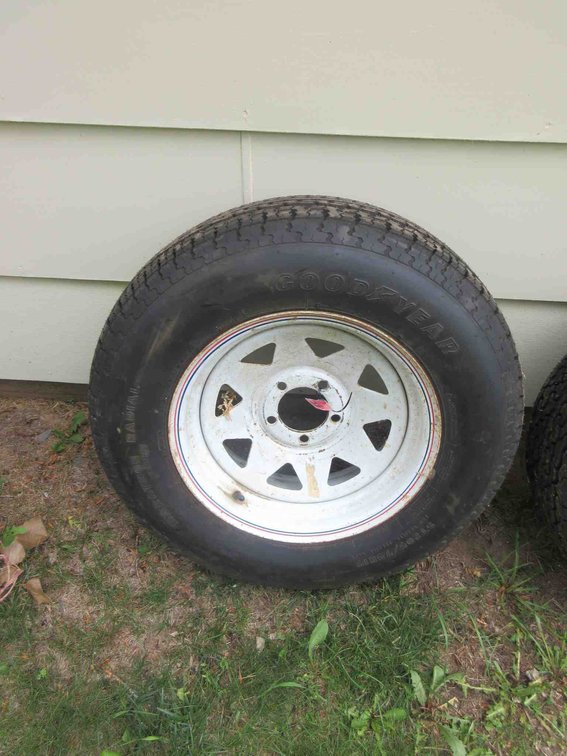 Goodyear trailer tire on 5-bolt rim