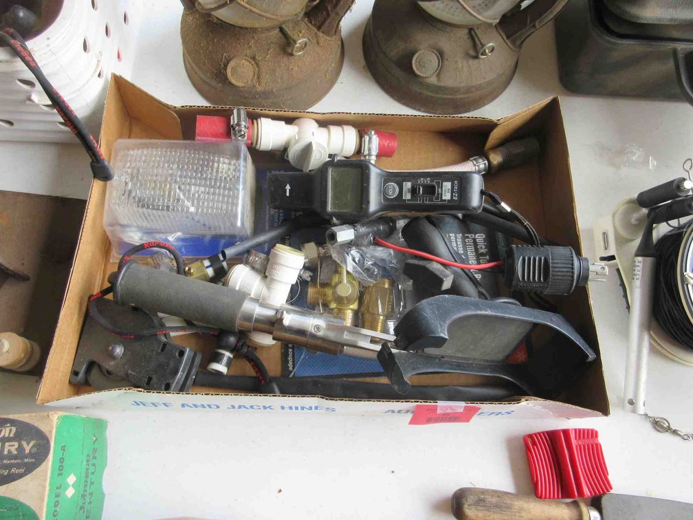 Flat of hardware and fishing