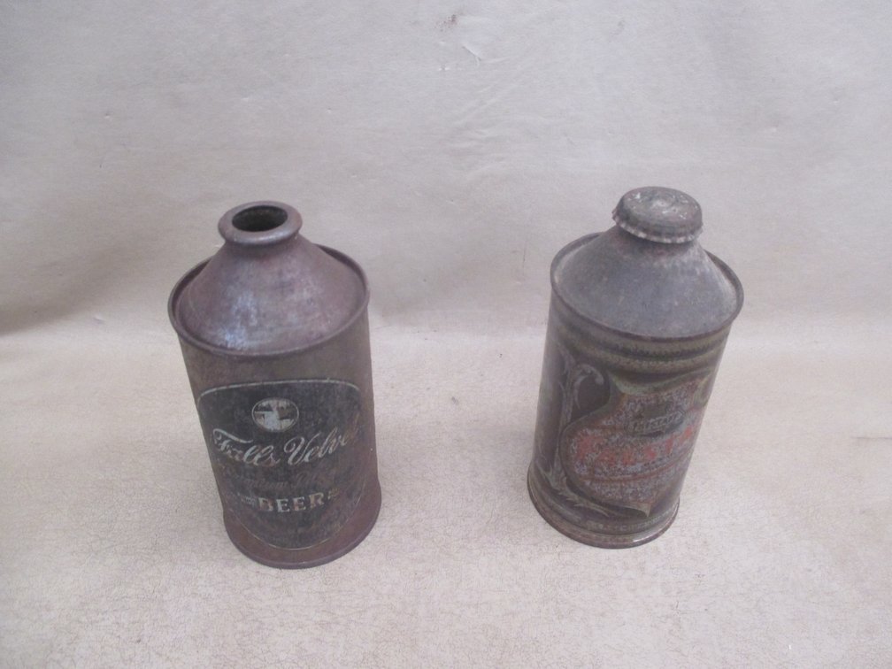 (2) Cone-top beer cans
