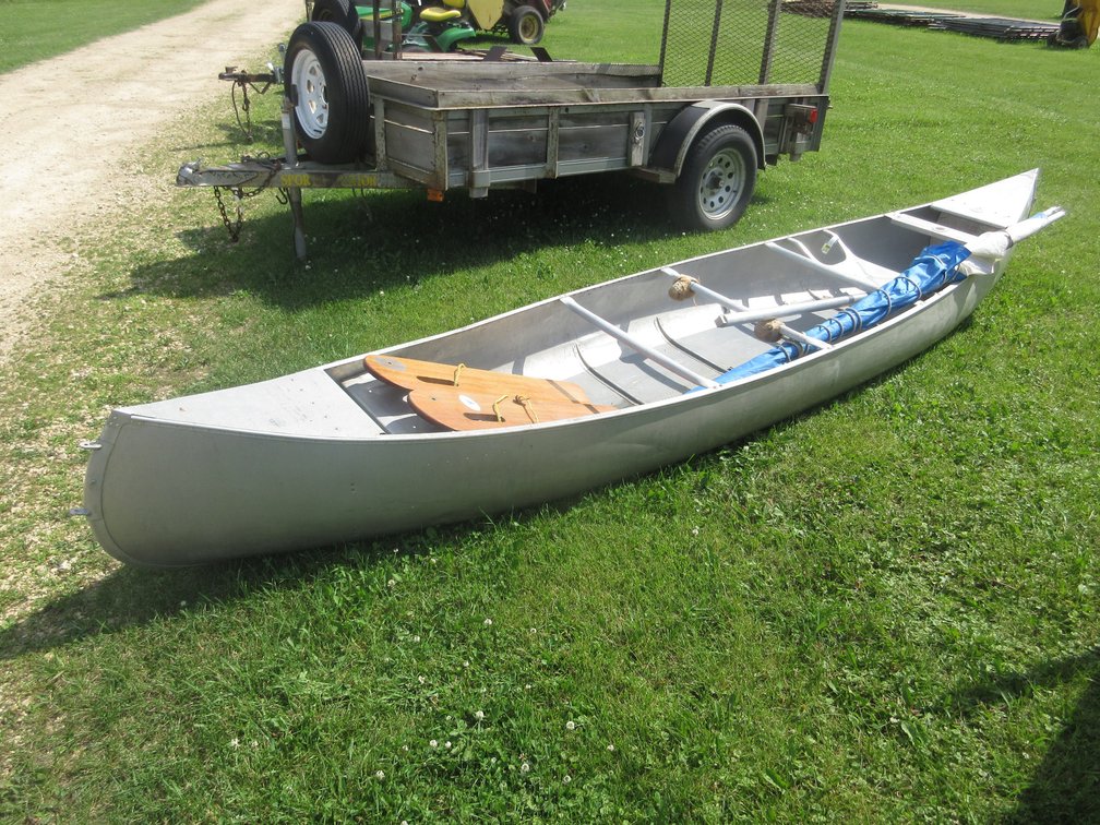 Grumman aluminum canoe with sails