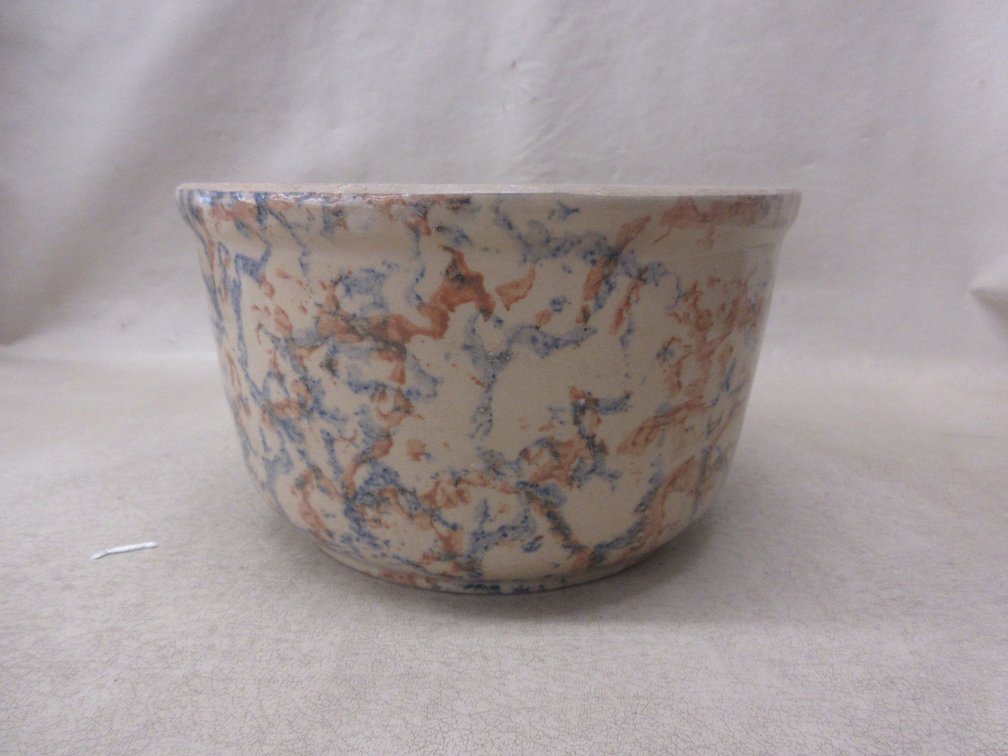 Spongeware stoneware mixing bowl