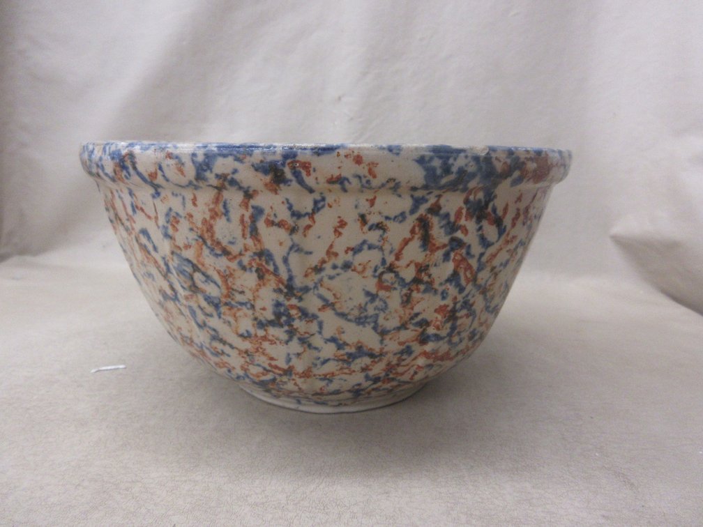 Spongeware stoneware mixing bowl
