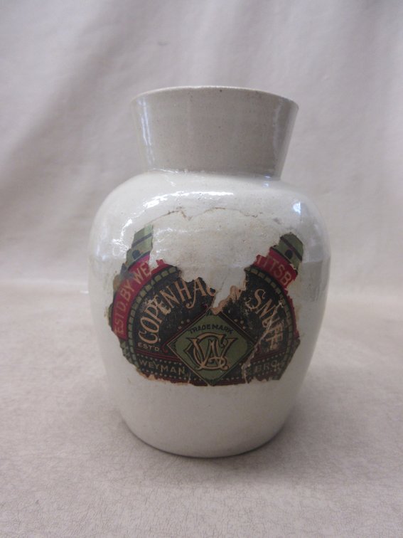 Weyman's Copenhagen stoneware snuff jar with stoneware lid