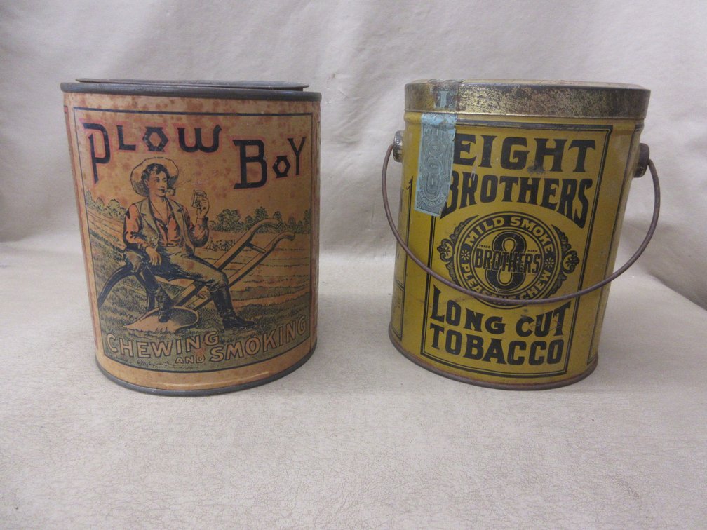 (2) Round Tobacco tins