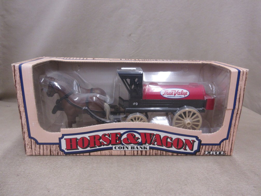 Ertl True Value Horse and Wagon coin bank in box