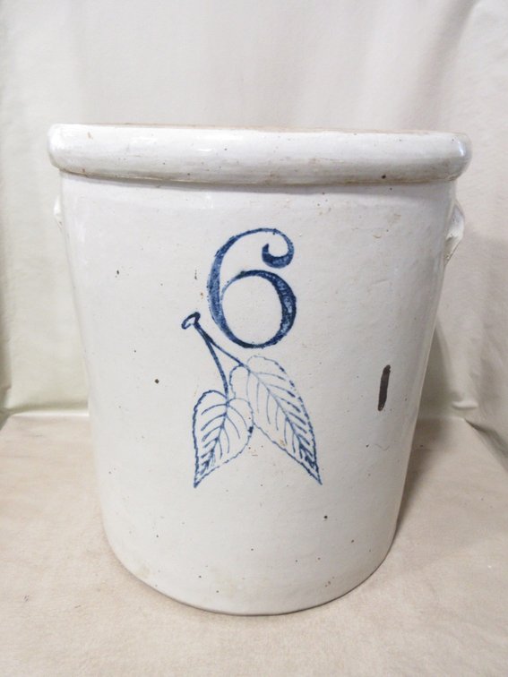 Stoneware 6-gallon Birch Leaf crock