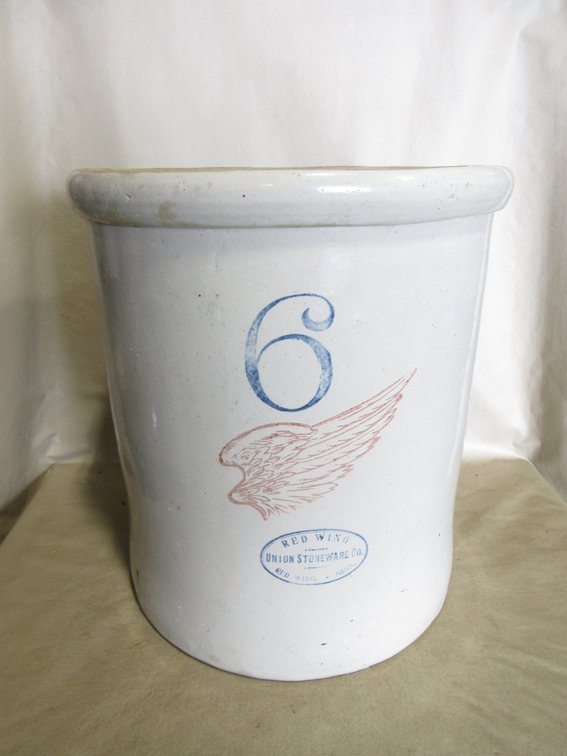 Red Wing Union Stoneware 6-gallon large wing crock