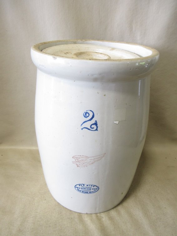 Red Wing Union Stoneware 2-gallon butter churn with lid