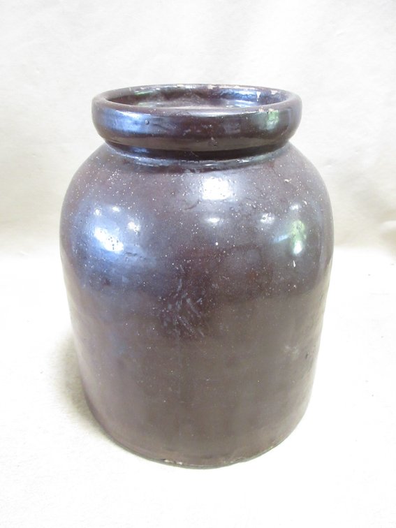 Albany slip stoneware canning jar