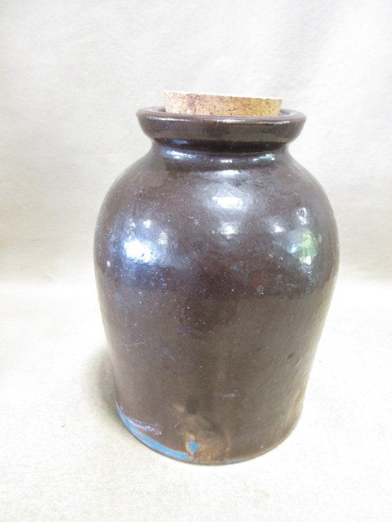Albany slip stoneware canning jar