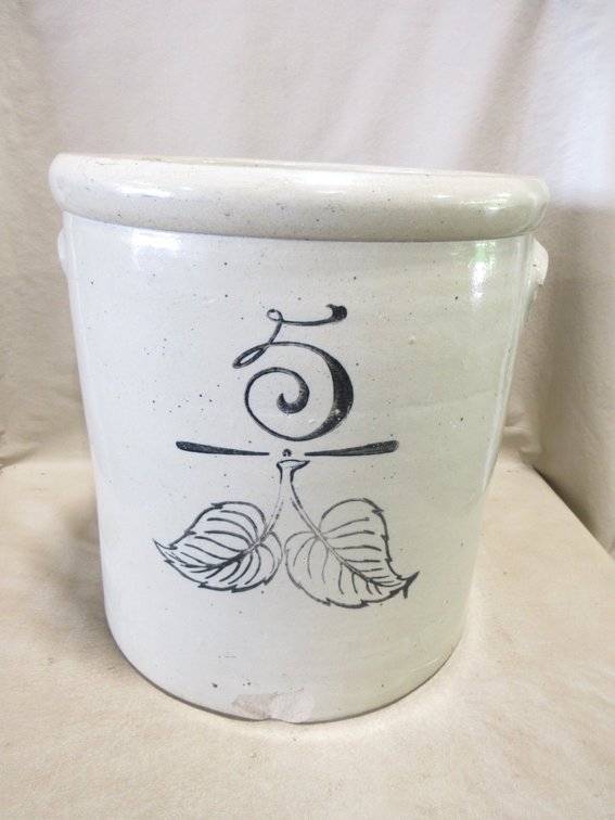 5-Gallon stoneware Birch Leaf crock