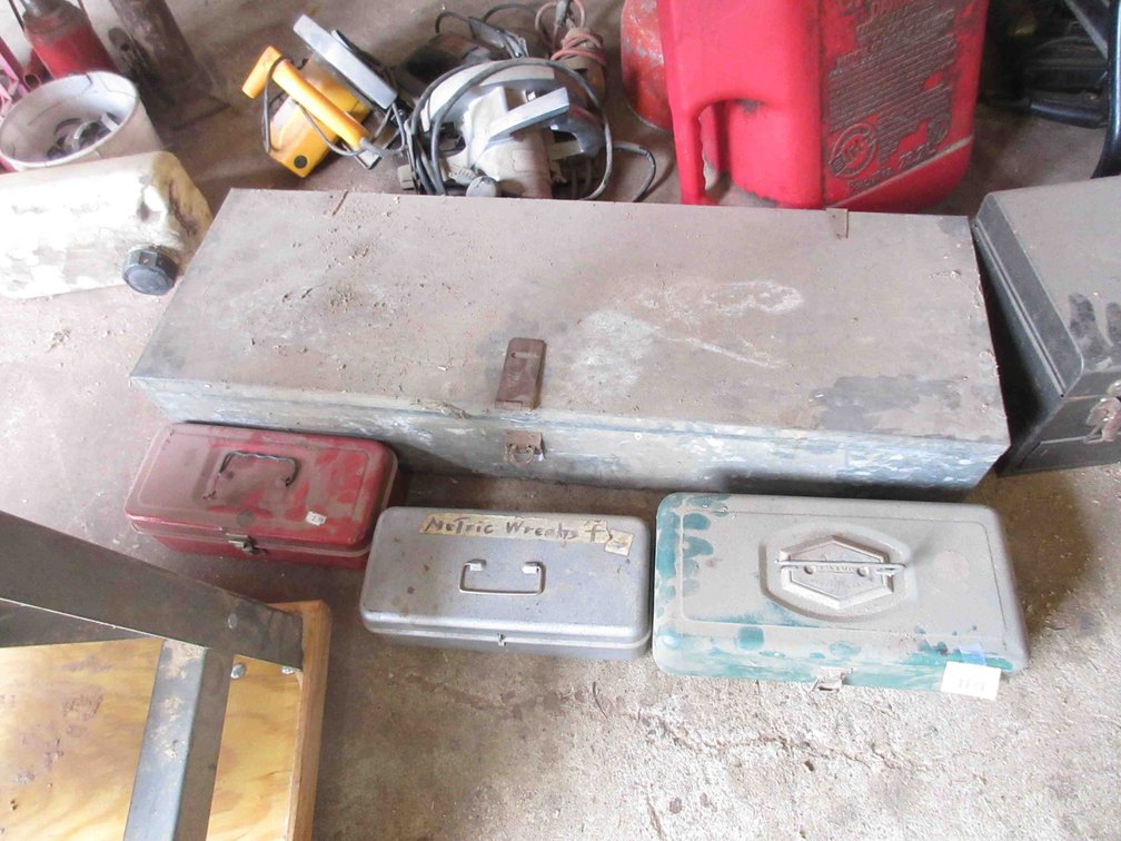 Group of metal tool boxes