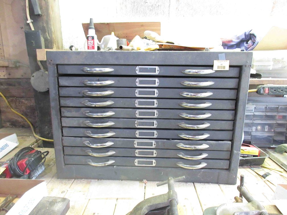 10-Drawer metal bin with hardware