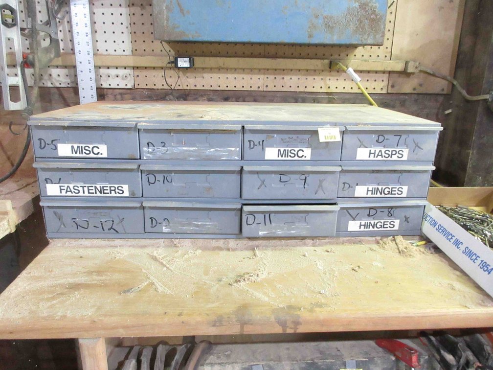 12-Drawer metal bin with hardware