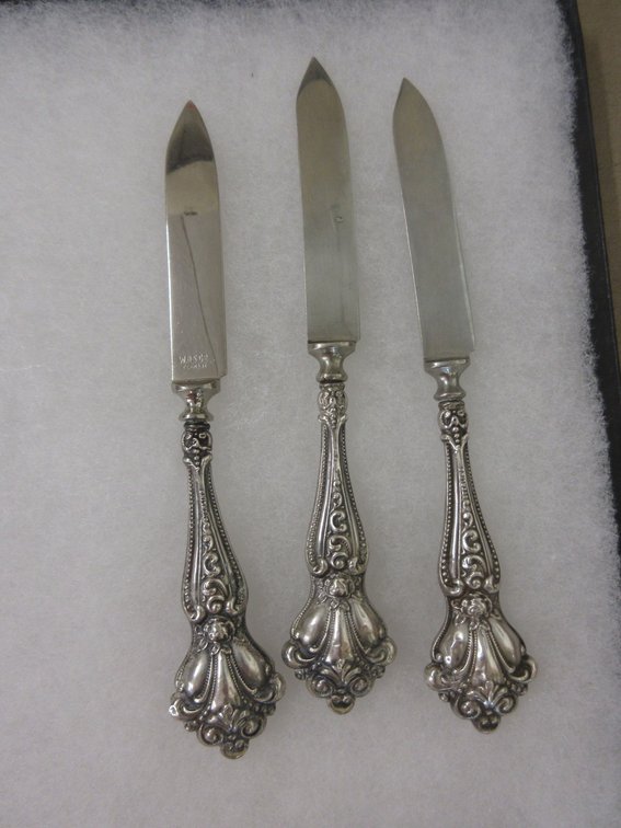 (3) W.H.S,Co. Germany small knives with Sterling silver handles