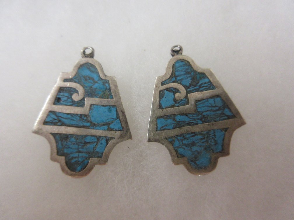 Pair of signed .925 turquoise inlay earrings