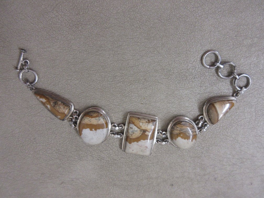 Marked .925 sterling Jasper stone bracelet