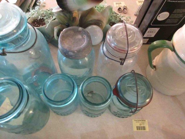 Image for Group of blue and clear canning jars