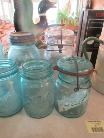 Image for Group of blue and clear canning jars