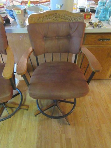 Image for (2) Vintage swivel stools
