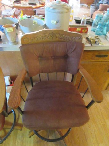 Image for (2) Vintage swivel stools
