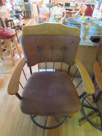 Image for (2) Vintage swivel stools