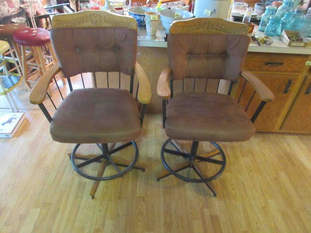 Image for (2) Vintage swivel stools