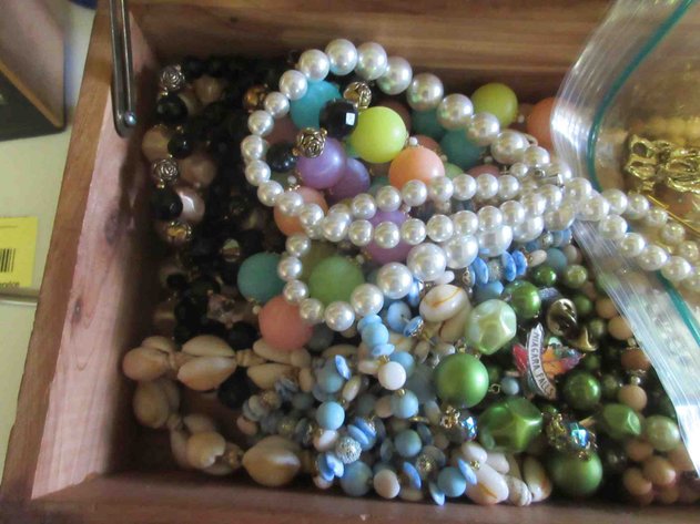 Image for Wood jewelry box with contents