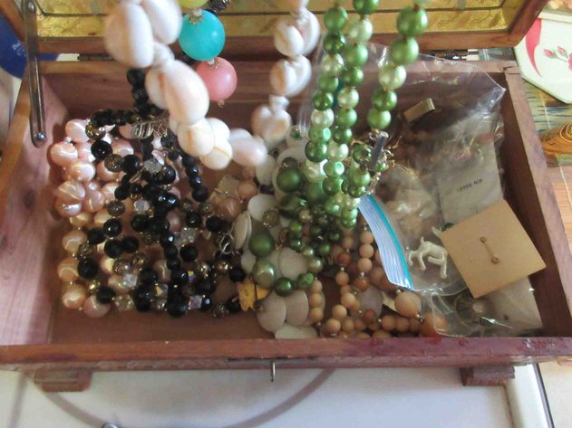 Image for Wood jewelry box with contents