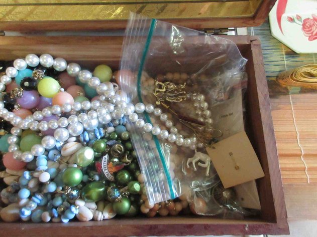 Image for Wood jewelry box with contents