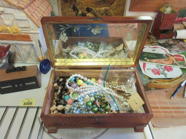 Image for Wood jewelry box with contents