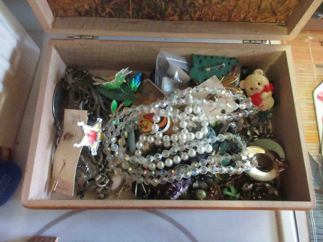 Image for Wood jewelry box with contents