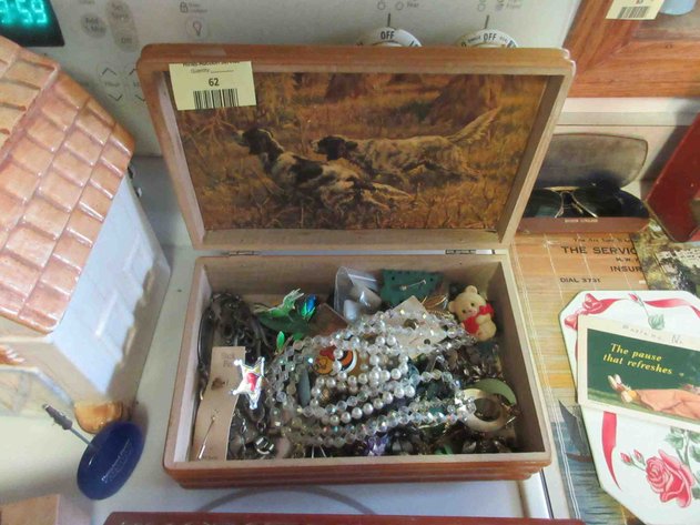 Image for Wood jewelry box with contents