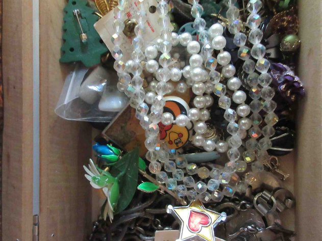 Image for Wood jewelry box with contents