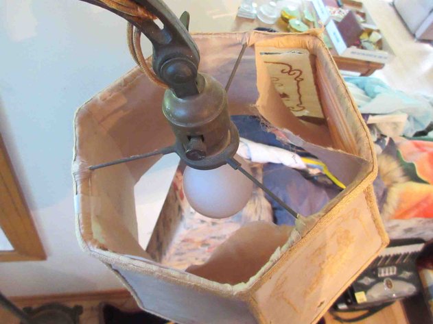 Image for Antique floor bridge lamp with shade