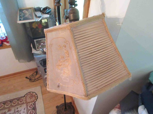 Image for Antique floor bridge lamp with shade