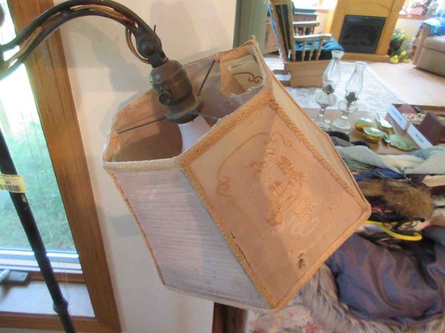 Image for Antique floor bridge lamp with shade