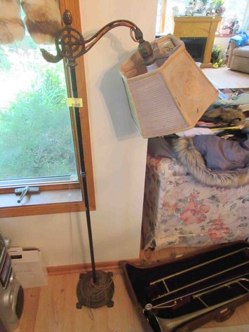 Image for Antique floor bridge lamp with shade