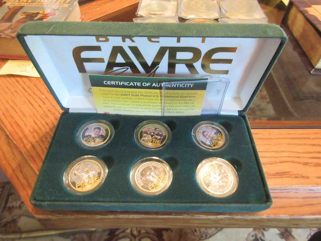 Image for Brett Favre gold plated statehood coin set