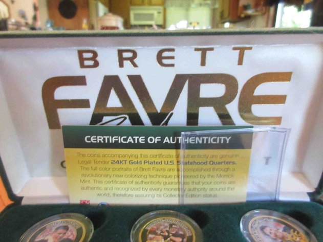 Image for Brett Favre gold plated statehood coin set
