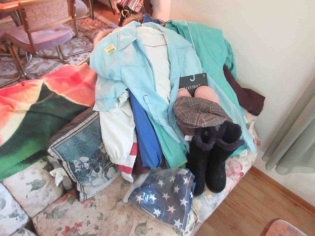 Image for Group of vintage clothing and flag