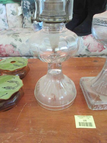 Image for (2) Vintage kerosene lamps with chimneys