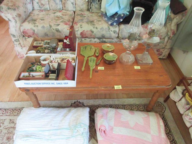 Image for Vintage wood coffee table and area rug