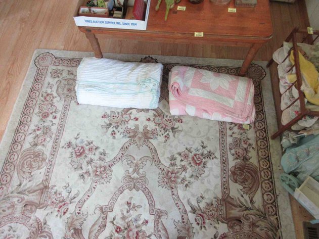 Image for Vintage wood coffee table and area rug