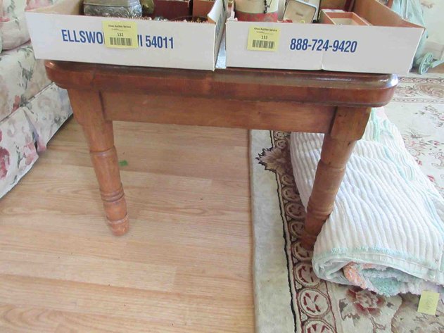 Image for Vintage wood coffee table and area rug